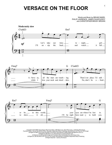 Versace on the floor – Bruno Mars Sheet music for Piano (Solo) 